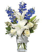 CRISP WINTER SKIES Flower Arrangement