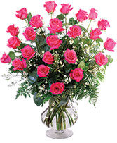 Two Dozen Pink Roses Vase Arrangement 