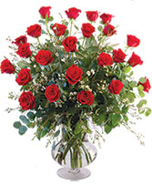 Two Dozen Red Roses Vase Arrangement 